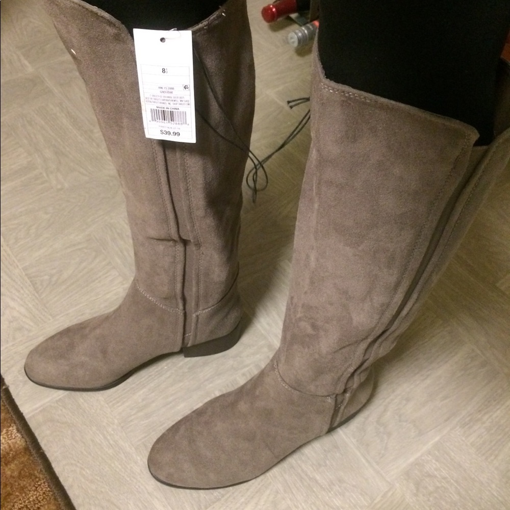 suede ridding boots Grey pullon boots